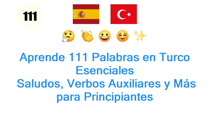 Aprende 111 Palabras en Turco Esenciales: Saludos, Verbos Auxiliares y Más para Principiantes